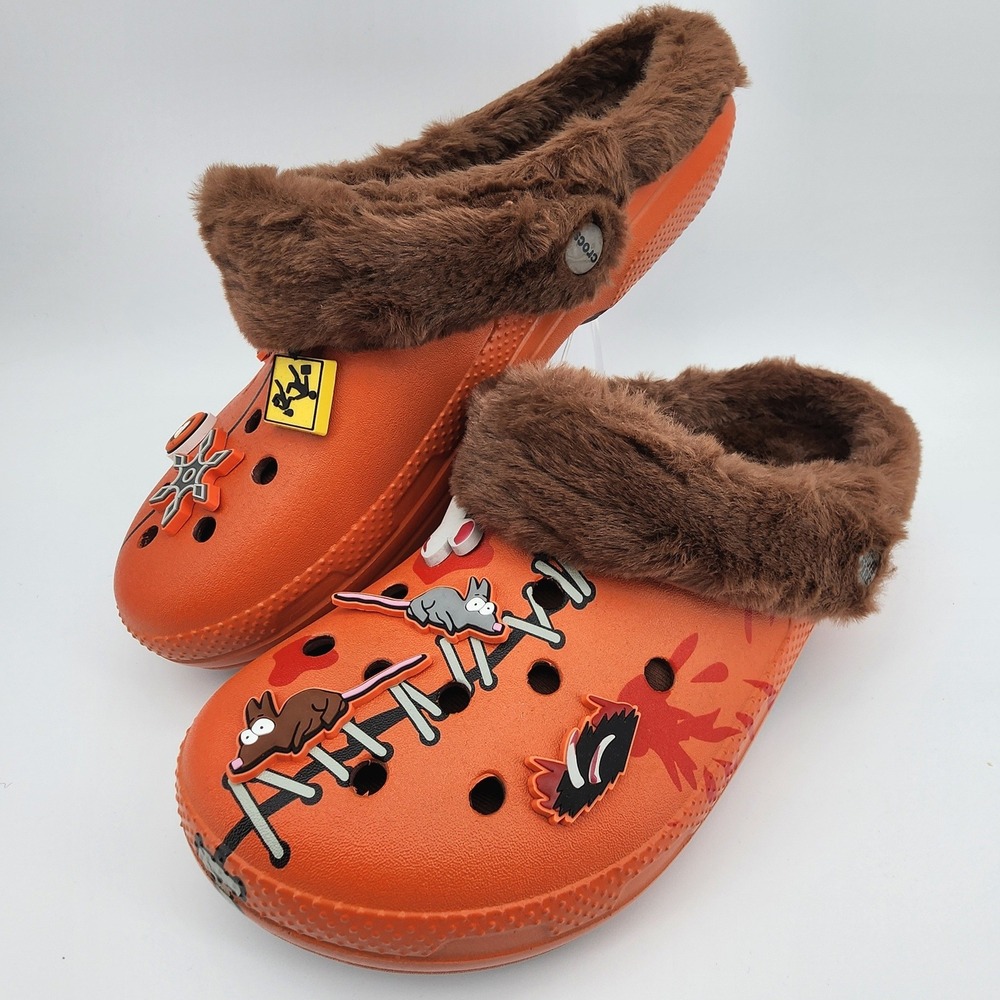 Crocs South Park Kenny Lined Clog M9 / W11 Orange Faux Fur Jibbitz NEW